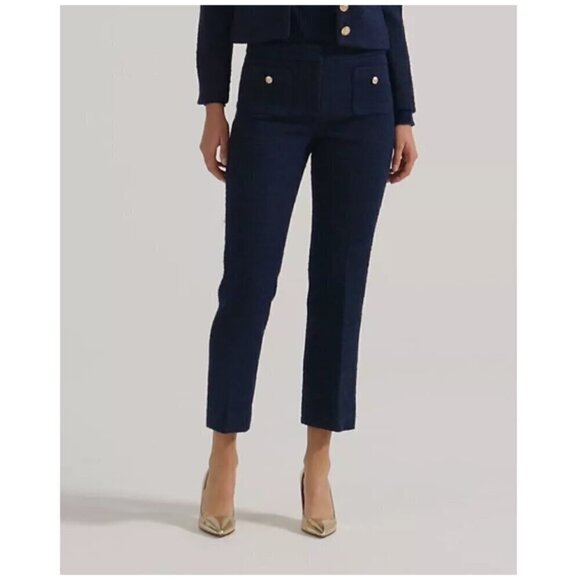 J. Crew Slim Kick Out High Rise Pants Textured Maritime Tweed Navy Size 12 NWT - Picture 1 of 8